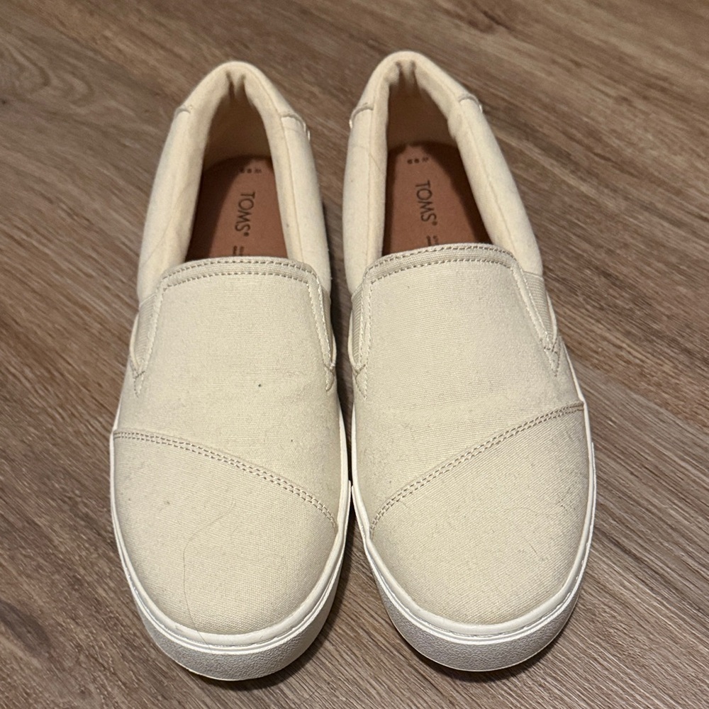 TOMS Off-White Canvas Slip-Ons